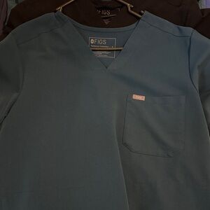 Figs Ocean Blue V-Neck Scrub Top